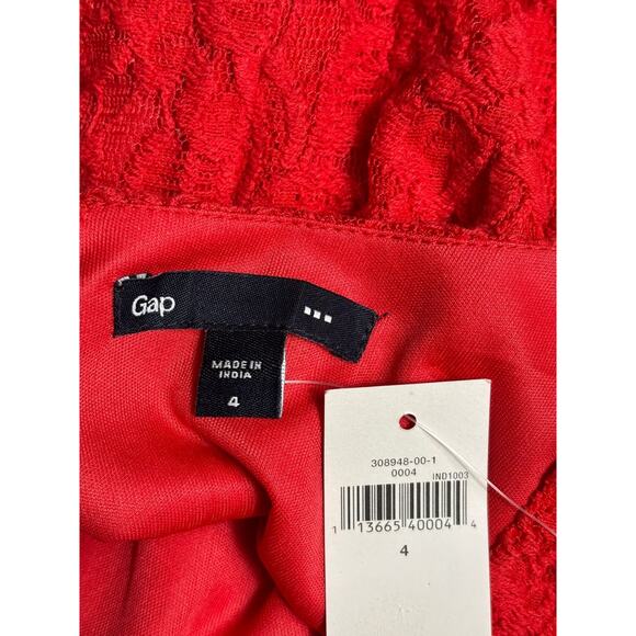 Gap Fit & Flare Lace Dress Womens Size 4 Red Cap Sleeve Round Neck NEW - Picture 3 of 7